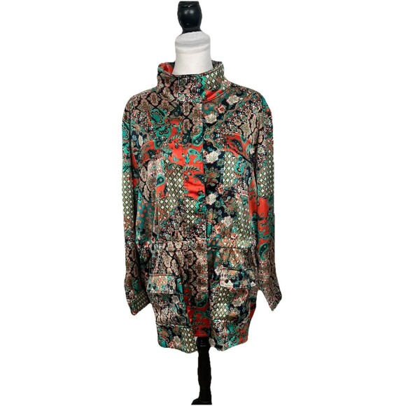 Ruby Rd Jacket Petite Plus Size 2X Artsy Zippered Snap Floral Multicolor Stretch - Picture 3 of 14